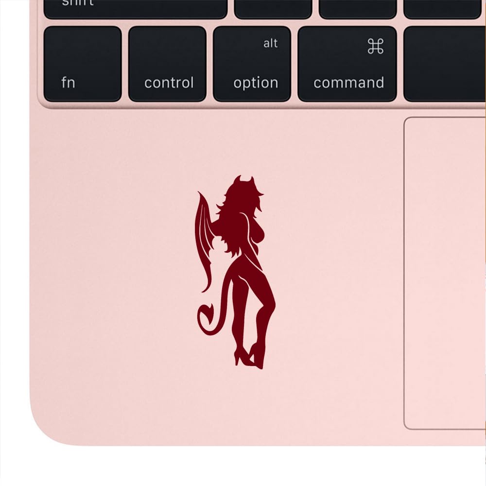 Sexy Devil Girl (Burgundy) - Set of 2 Premium Waterproof Vinyl Decals for Laptop, Phone, Helmet, Car Window, Bumper, Mug, Cup, Door & Wall Decor - Perfect for Personalizing Devices, Vehicles & Home Accessories