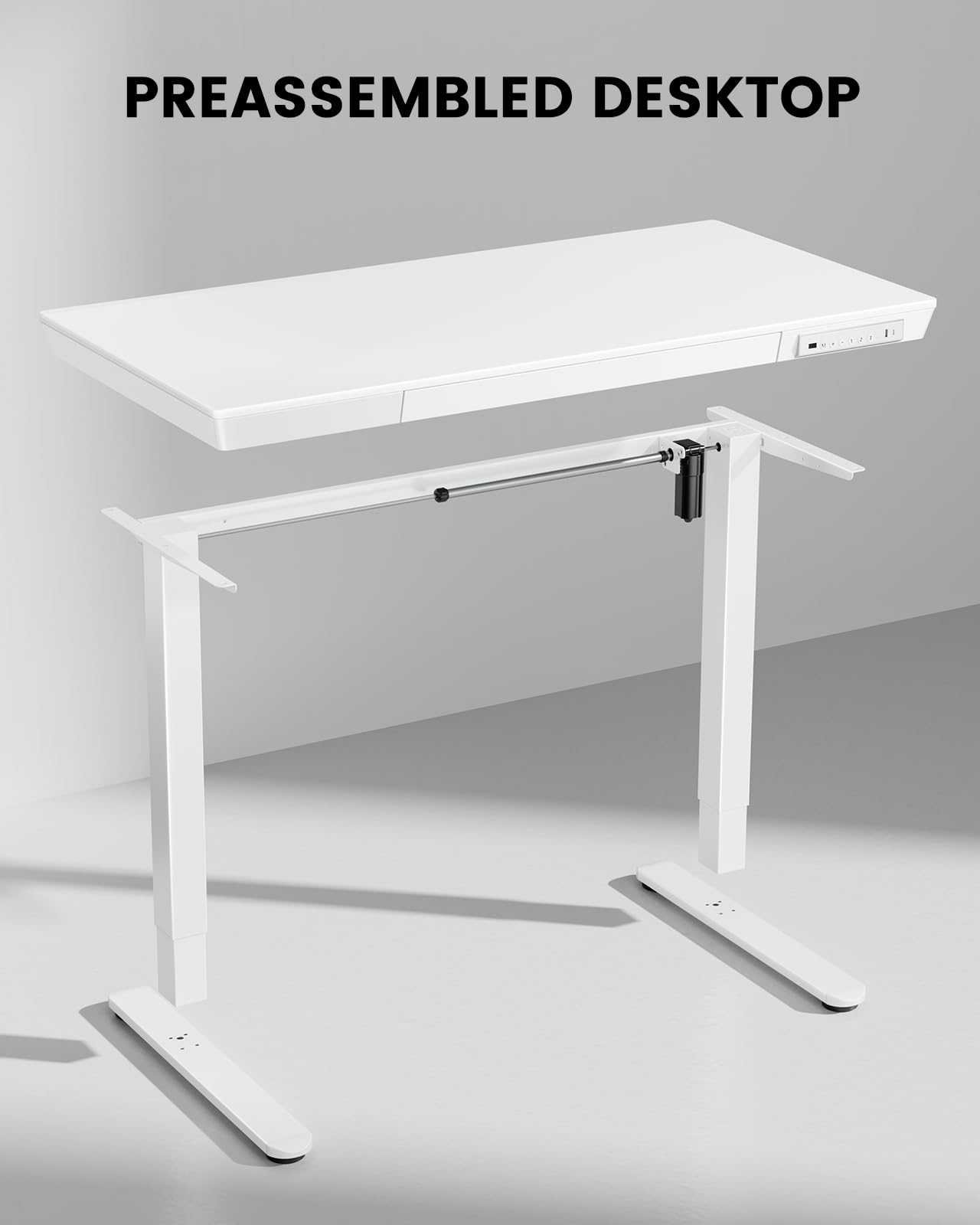 ErGear 48 x 24 Inch Electric Standing Desk with Drawers & USB Ports - Adjustable Height Wooden Computer Desk for Home Office (White) | Perfect for Remote Work, Gaming Setup & Study Space
