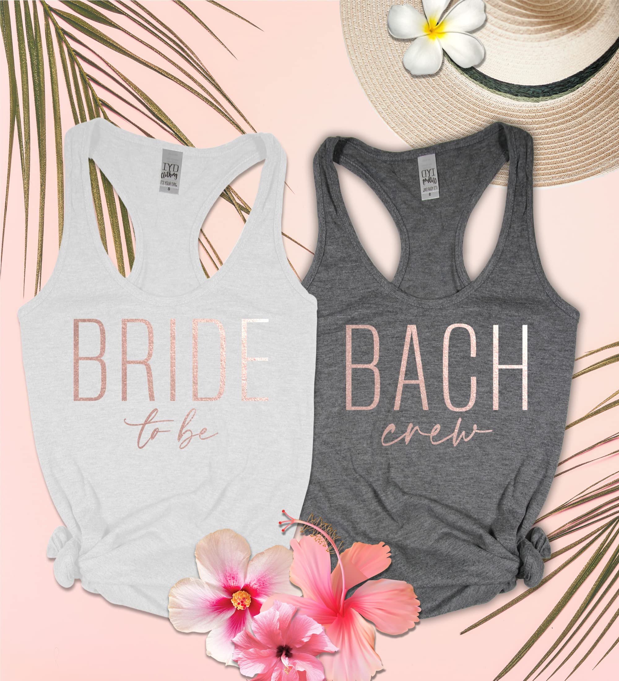 Bride Shirt & Bridal Party Tops - Rose Gold Bachelorette Tank Tops for Women | Perfect Bach Crew Outfits & Bridesmaid Gifts for Wedding Showers & Girls' Night Out