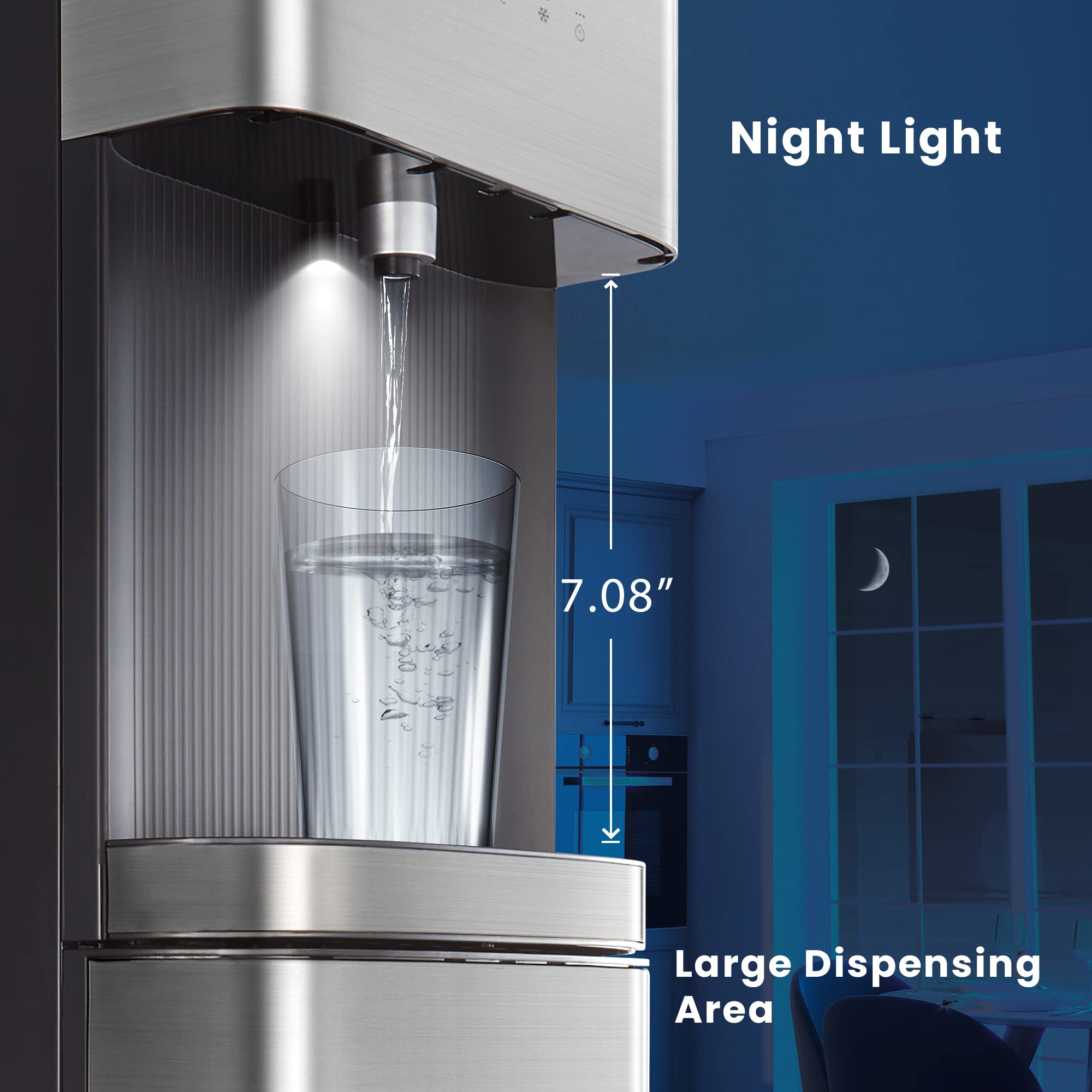 Comfee Ozone Self-Cleaning Bottom Loading Water Cooler Dispenser - 3 Temperature Settings, Child Safety Lock, Stainless Steel Design for Home & Office Use | Fast Cooling, Space Saving Water Dispenser for Daily Hydration Needs