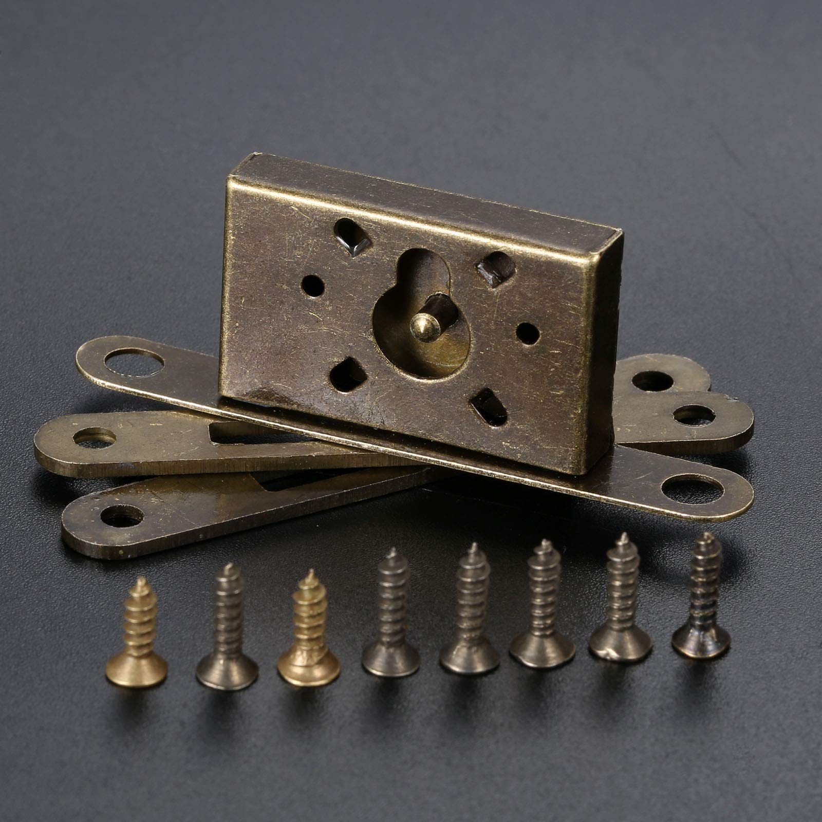 Antique Bronze Full Mortise Mini Decorative Locks with Key - 1 Set for Furniture Drawers, Wardrobes, Cabinets & Jewelry Boxes - Vintage Style Replacement Lock for Home Decor & Security
