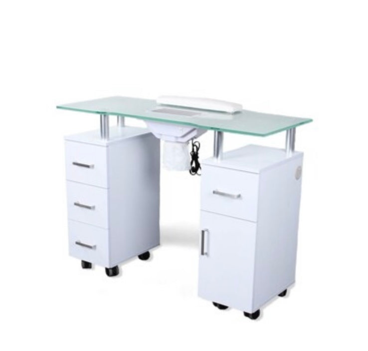 Professional Manicure Table for Nail Salon - Portable & Adjustable Nail Technician Table with LED Light & Storage Drawer - Perfect for Home, Salon, or Spa Use