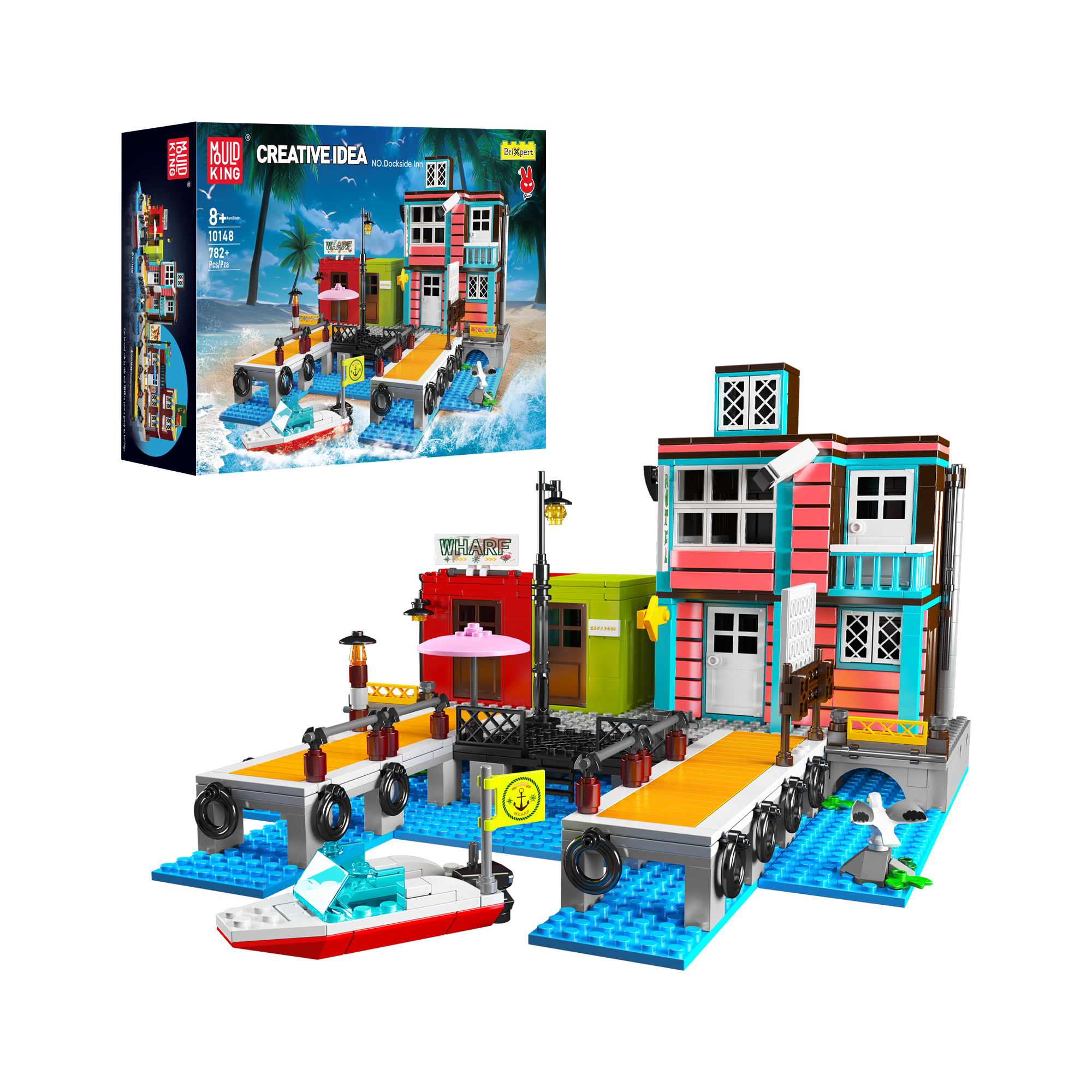 Mould King 10148 Wharf Inn Block Building Set | 782 Pcs Creative Construction Toy for Kids & Adults | Perfect for Home Decor, Birthday Gifts & DIY Projects