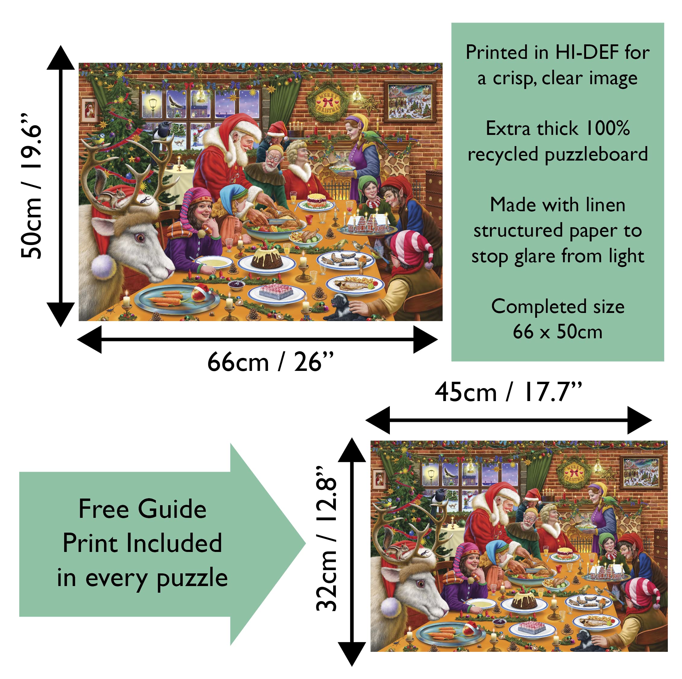 1000 Piece Christmas Dinner at Santa's Workshop Jigsaw Puzzle for Adults - Challenging Festive Holiday Puzzle Gift for Family Game Night & Winter Decor