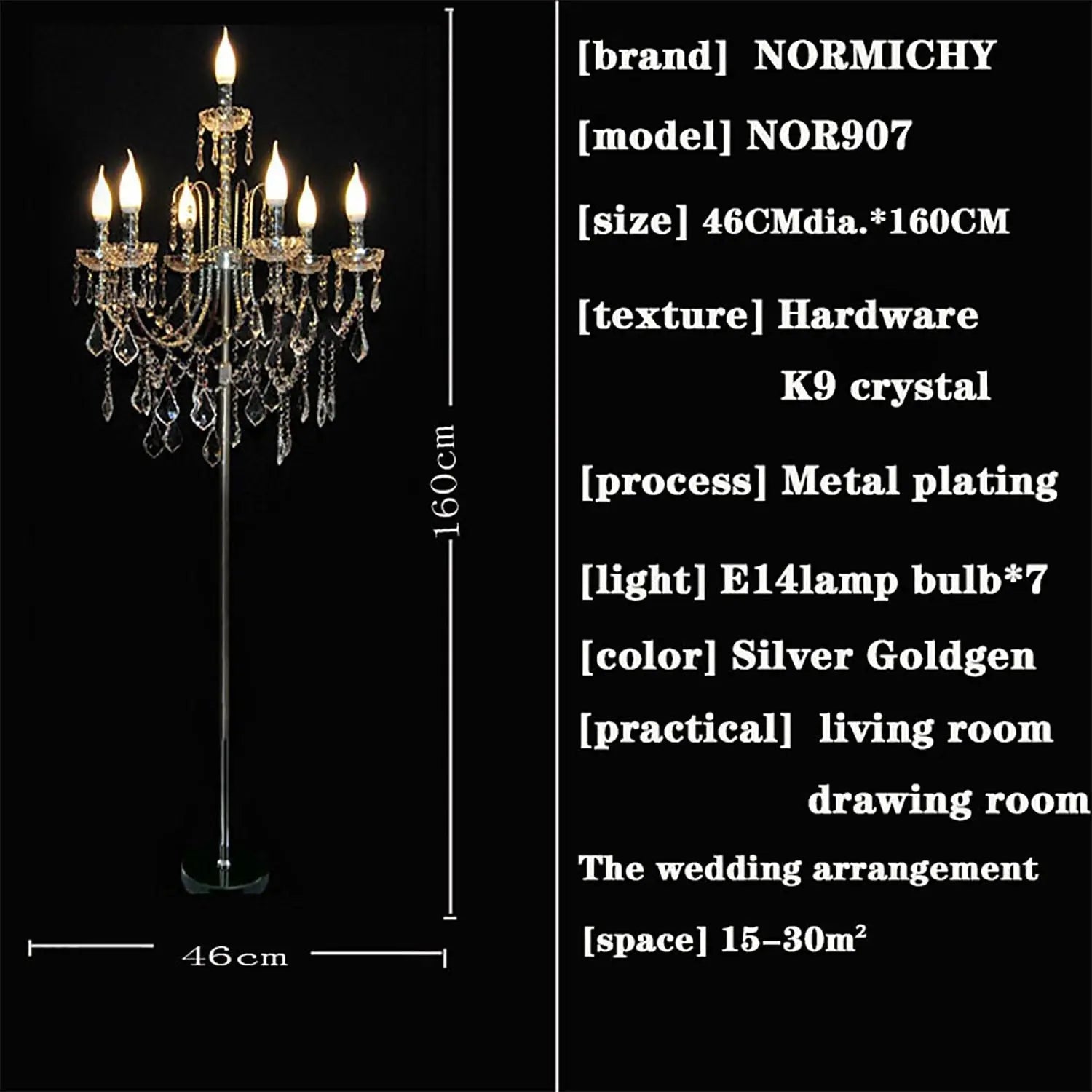 Elegant Crystal Chandelier Floor Lamp - Modern LED Standing Light for Living Room, Bedroom & Dining Area - Dimmable Tall Lamp for Home Decor & Ambient Lighting