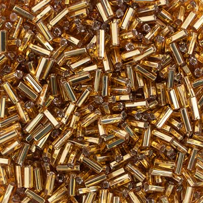 Czech Bugle Beads Silver Lined Gold - 25g Bag of Premium Glass Seed Beads for Jewelry Making, DIY Crafts, and Fashion Accessories - Perfect for Beading, Embroidery, and Scrapbooking Projects