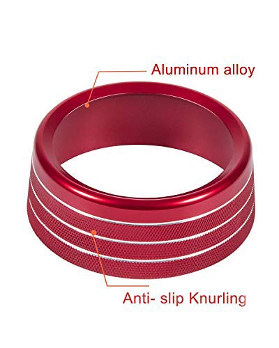 Billet Aluminum HVAC A/C Radio Tuner Knob Button Switch Trim Cover - Red Interior Accessories Compatible with Dodge Charger & Challenger (2015-2023) | Upgrade Your Car Decor for Enhanced Style & Comfort