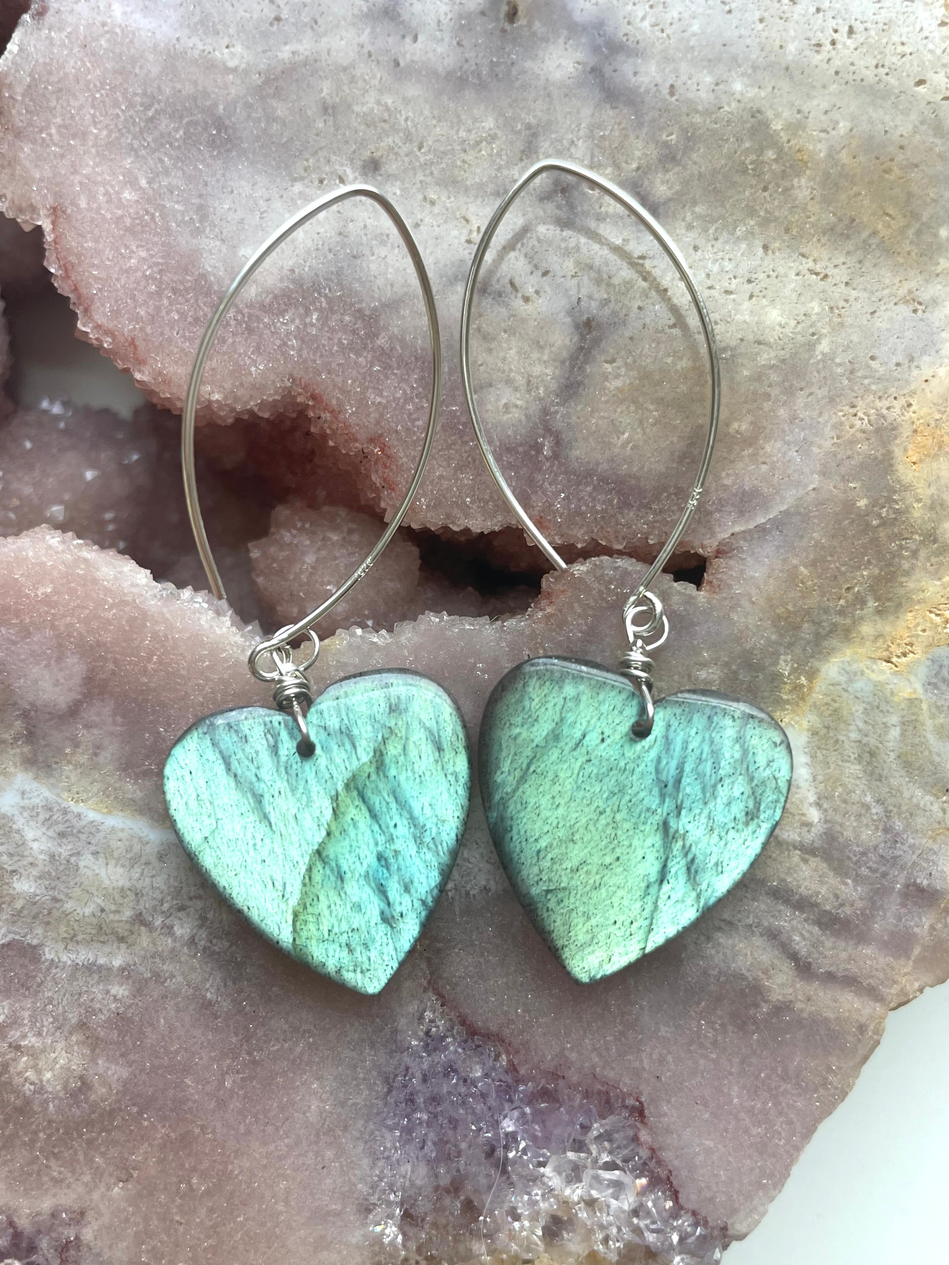 Labradorite Sterling Silver Dangle Drop Earrings – Crystal Healing Jewelry for Women, Boho Chic & Everyday Wear