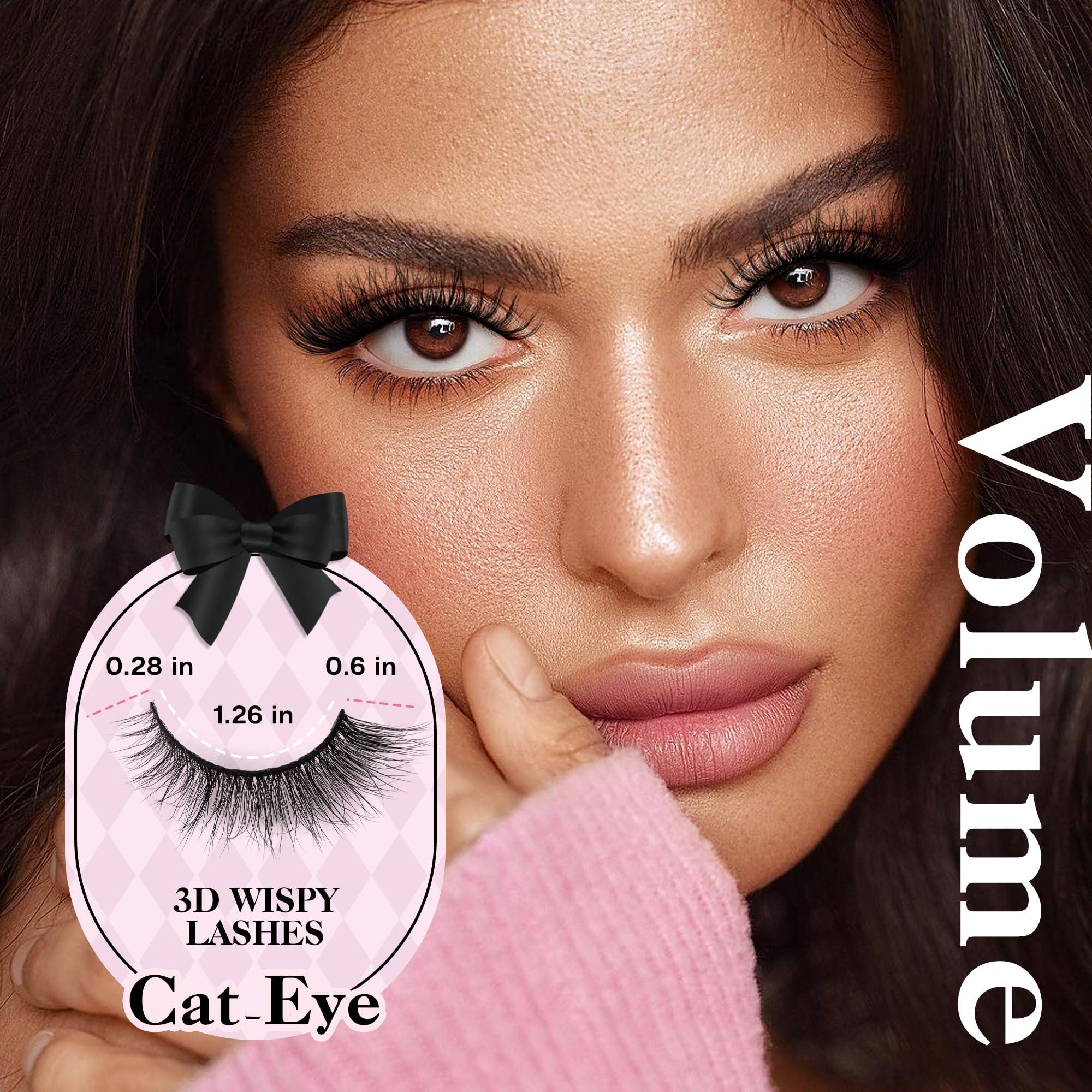 Natural Look False Eyelashes 20 Pairs - Wispy Fluffy Faux Mink Lashes, Soft Reusable Cat Eye Strip Lashes (HS01) | Perfect for Daily Wear, Parties, Weddings & Special Occasions