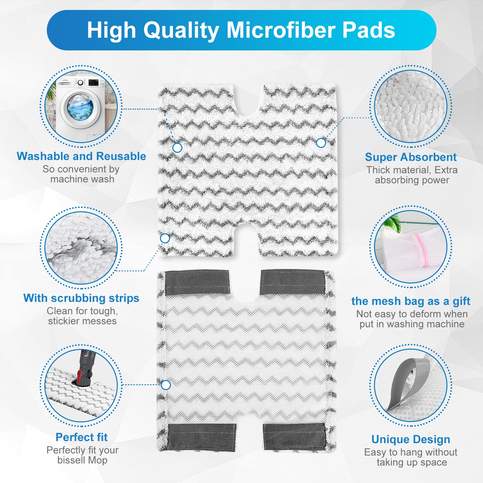 KEEPOW Washable Steam Mop Pads for Shark Genius Lift-Away Models S3973D/S5001/S5002/S5003D/S6001/S6002/S6003/S3973WM - 3 Pack Replacement Pads for Hard Floor Cleaning | Perfect for Tile, Laminate & Wood Floors