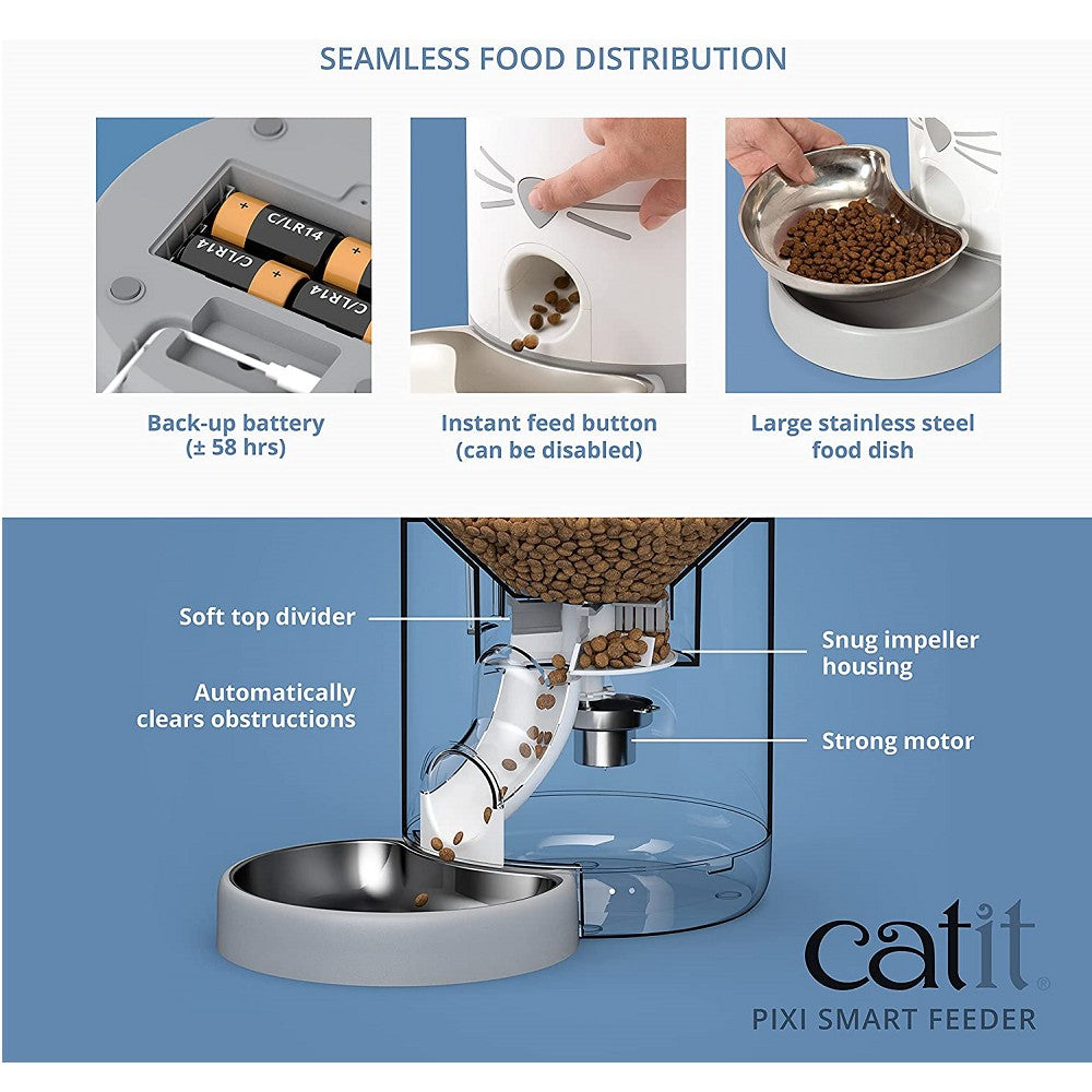 Pixi Smart Feeder - Automatic Pet Food Dispenser with Timer & Portion Control | Perfect for Cats & Dogs at Home or Travel | Keep Your Pet Fed While You're Away
