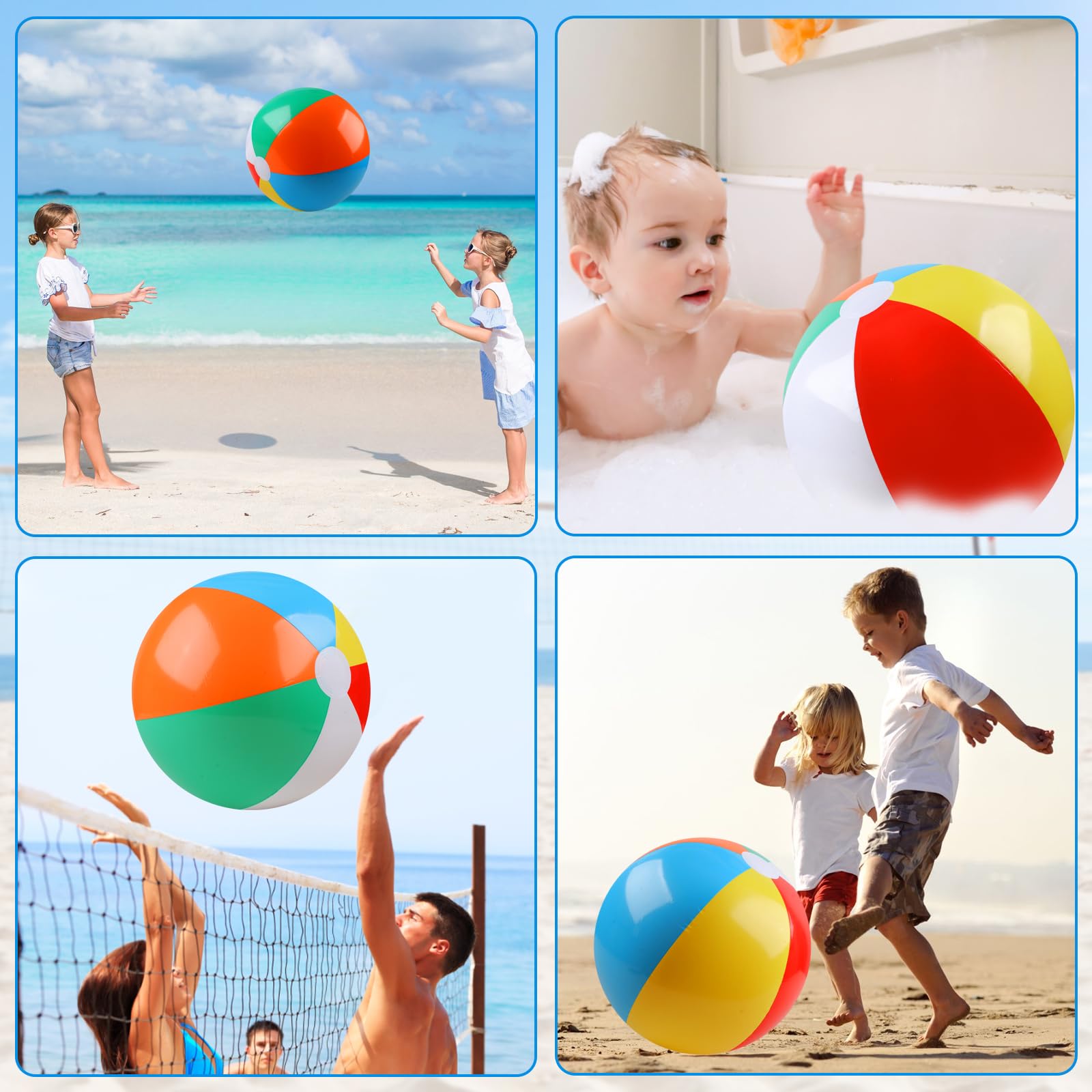 2 Pack 20 Inch Inflatable Beach Balls - Rainbow Color Pool Toys for Kids, Swimming Pool & Summer Water Games - Perfect for Beach Parties, Backyard Fun, and Outdoor Activities