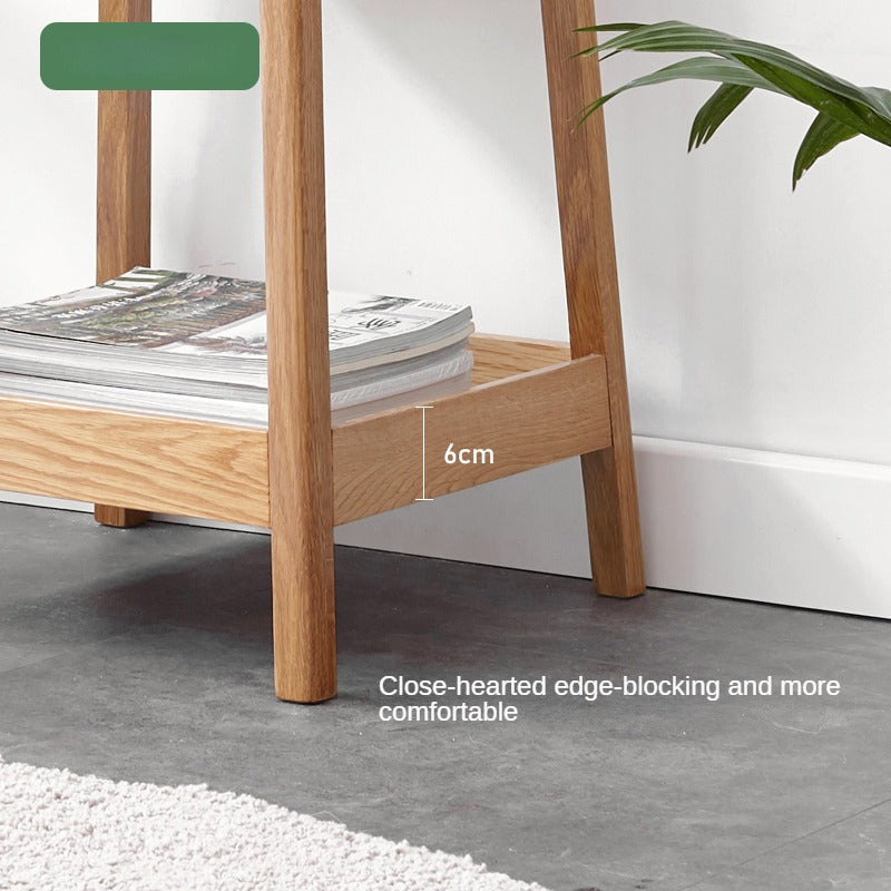 Solid Oak Wood Side Table with Double Layer Shelf - Perfect for Living Room, Bedroom, or Office Decor