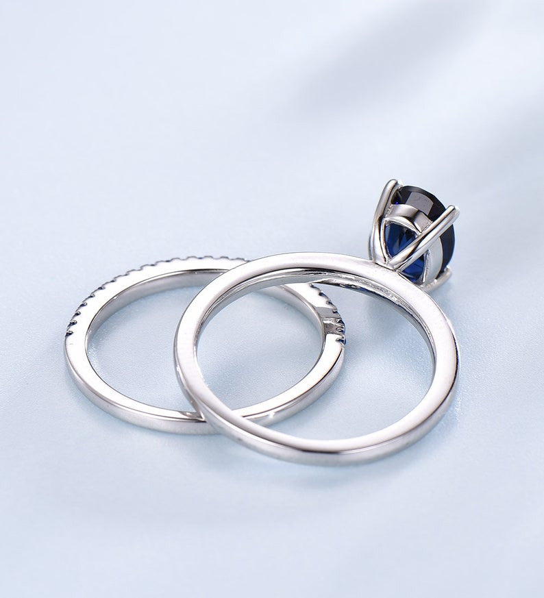 Elegant 4-Prong Sapphire Petite Comfort Fit Wedding Band Ring for Women - Perfect for Engagement, Anniversary & Special Occasions