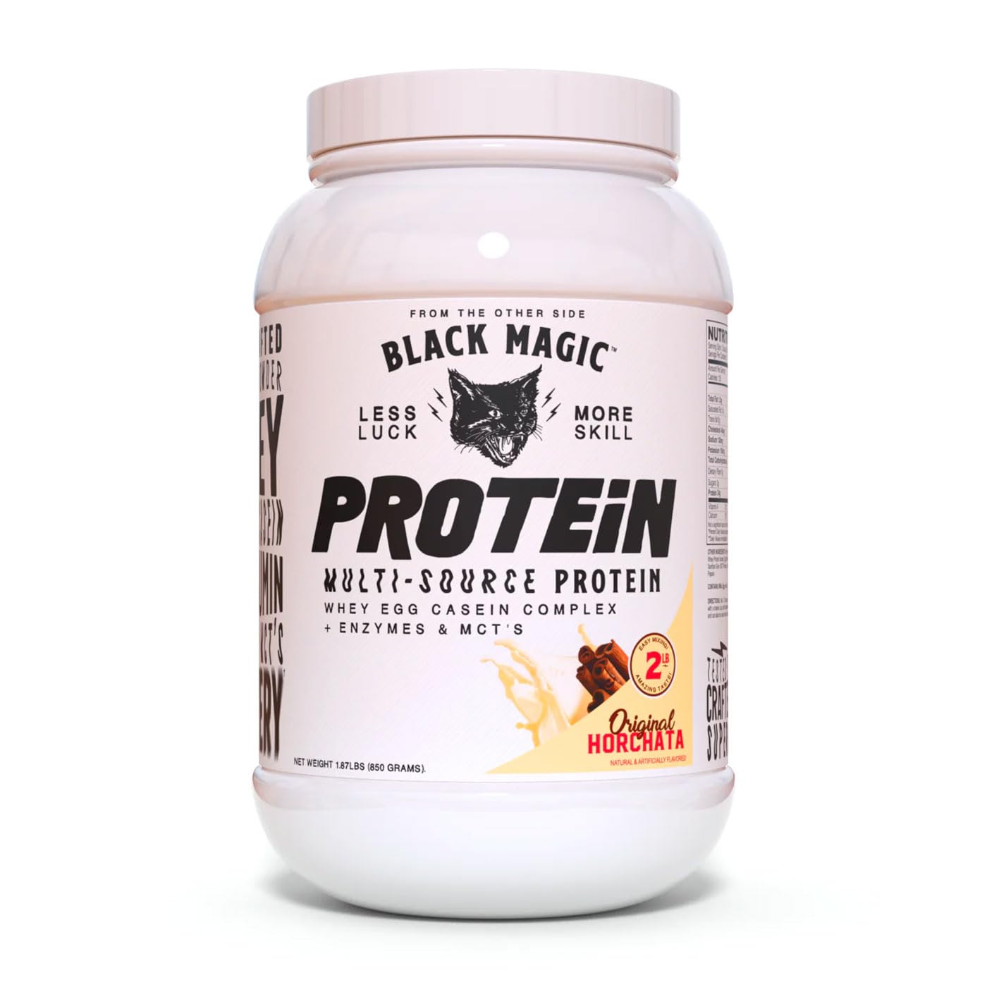 Black Magic Multi-Source Protein Powder - 23g Protein per Serving with Whey, Egg Albumin, Micellar Casein & MCTs - Pre & Post Workout Supplement (Horchata Flavor, 2LB) - Ideal for Muscle Recovery & Gym Performance