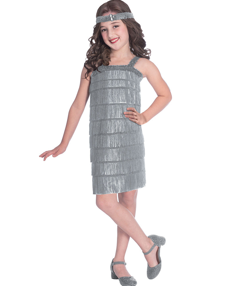 1920s Vintage Silver Flapper Dress - Roaring 20s Gatsby Party Costume for Women - Perfect for Halloween, Themed Parties & Jazz Age Events