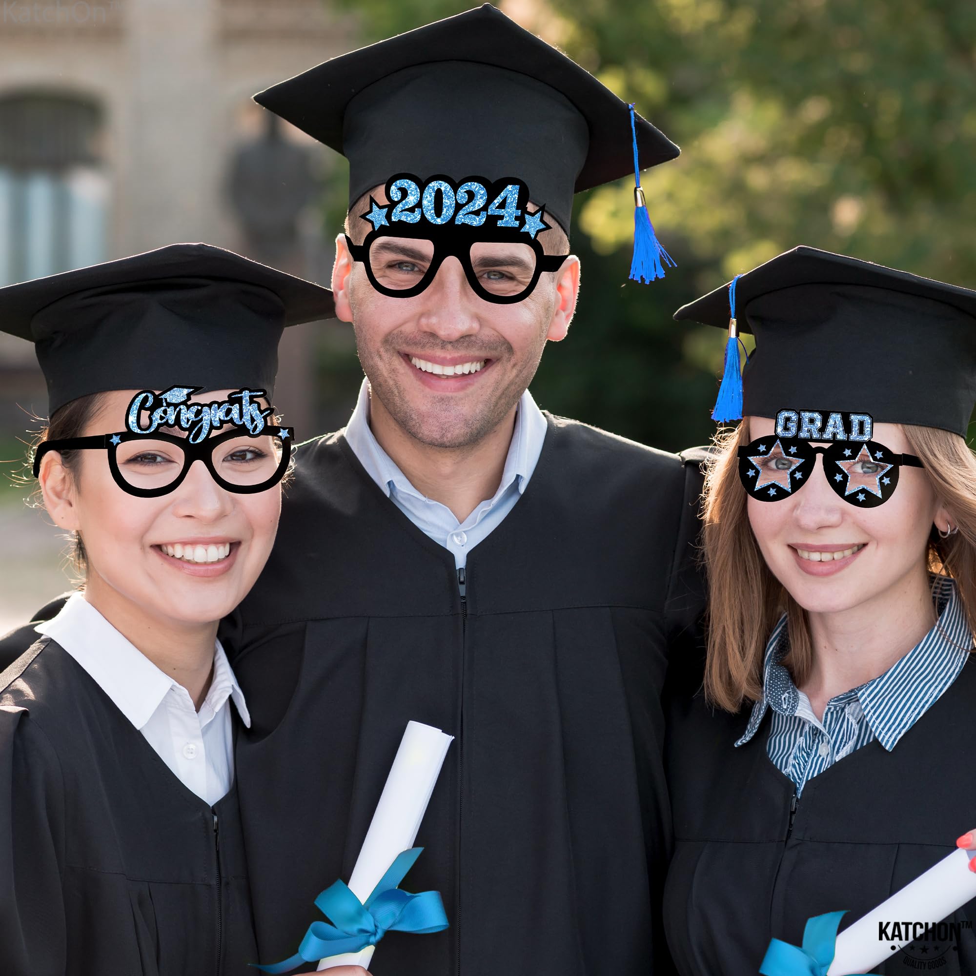 KatchOn Blue Graduation Glasses 2024 - Pack of 12 | Class of 2024 Graduation Party Decorations, Photo Booth Props & Party Favors | Perfect for Graduation Ceremonies, Photo Shoots & Celebration Events