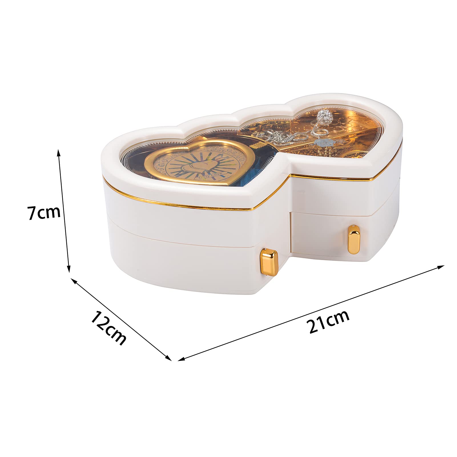 Rainbowie Heart Musical Jewelry Box with Dancing Girl - Arrow Design Jewelry Storage Box for Necklaces & Rings - Perfect Christmas Gift for Her (White) - Great for Bedroom Vanity, Birthday & Anniversary Presents