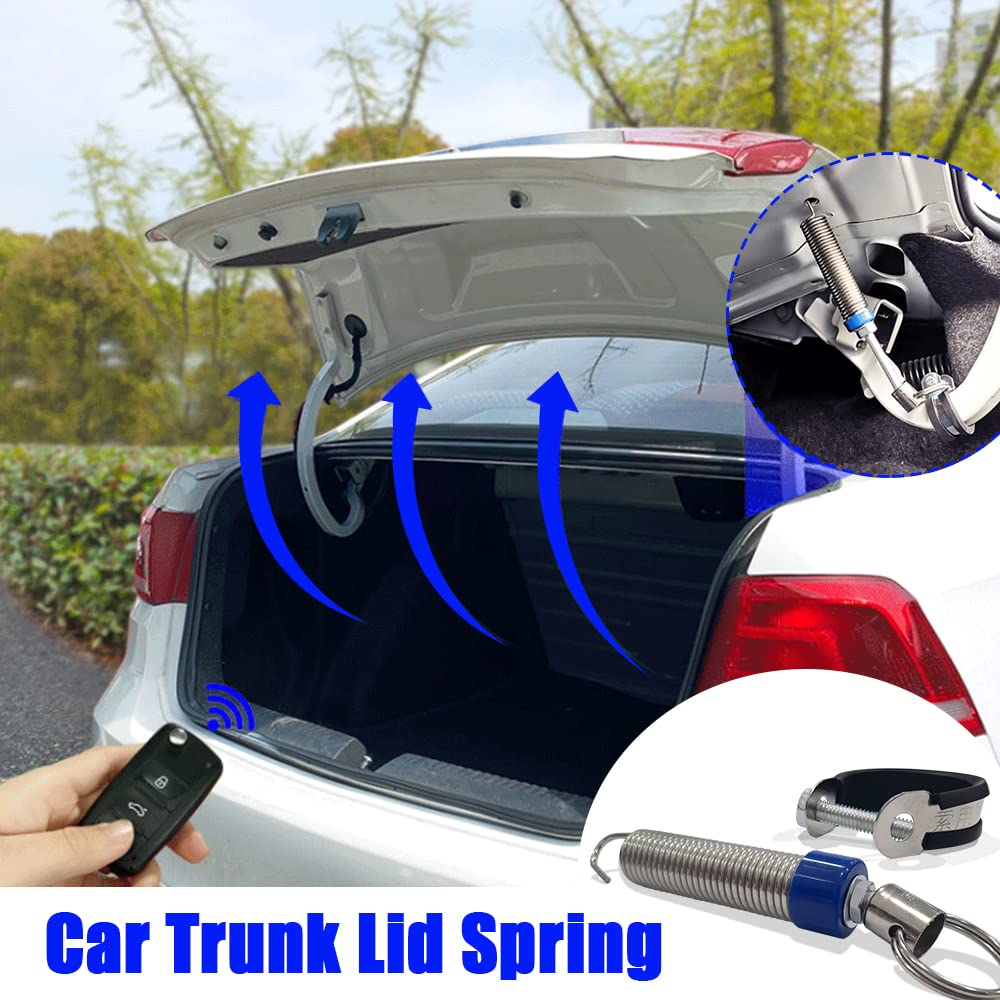 ASUBHA Universal Car Trunk Lift Spring - Adjustable Anti-Break Stainless Steel Boot Lid Support with 2 Clamps - Replacement for SUV, Truck, RV - Perfect for Easy Trunk Access & Heavy Load Support