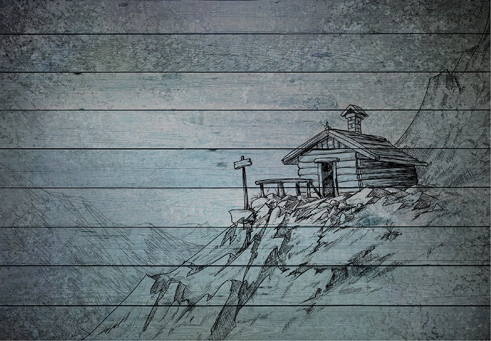Wall26 - Lone House on a Cliff Wood Texture Wall Mural | Removable Peel & Stick Wallpaper | 66x96 Inch Large Wall Art for Living Room, Bedroom, Office Decor | Perfect for Accent Walls & Home Renovation