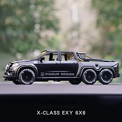 128 Scale Alloy Metal Pull Back Toy Pickup Truck with Sound & Light - Realistic Simulation Car Model for Boys - Green Miniature Vehicle for Play, Collection & Gifts