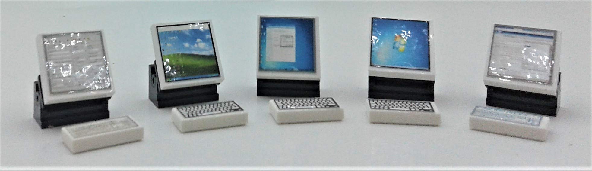 Custom Building Bricks Set of 5 - 2x2 Tiles & Mini Keyboards for Computer Office Setup | Creative Desk Decor for Businessmen & Professionals | Perfect for Workstations, Gift Ideas & Stress Relief