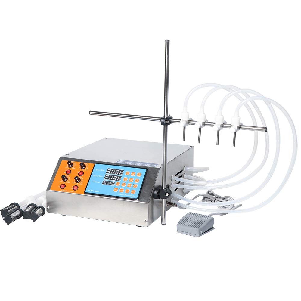 4 Heads Stainless Steel Liquid Filling Machine 3000-4000ml - for Alcohol, Perfume, Water & Milk Bottles | Perfect for Home Brewing, Cosmetics & Beverage Production