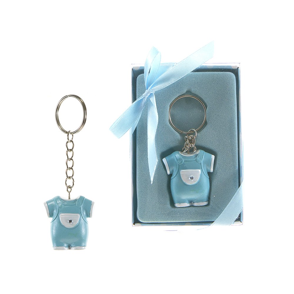 Lunaura Baby Keepsake Set - 12 Piece Newborn Boy Clothing Gift Set with Crystal Keychain Favors - Blue Baby Shower Gifts for Boys, Christening Outfits, First Birthday Presents