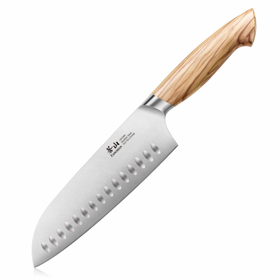 Cangshan OLIV Series 501608 7-Inch Santoku Knife - Forged Swedish 14C28N Steel - Professional Kitchen Knife for Slicing, Dicing & Chopping - Perfect for Home Chefs & Culinary Enthusiasts