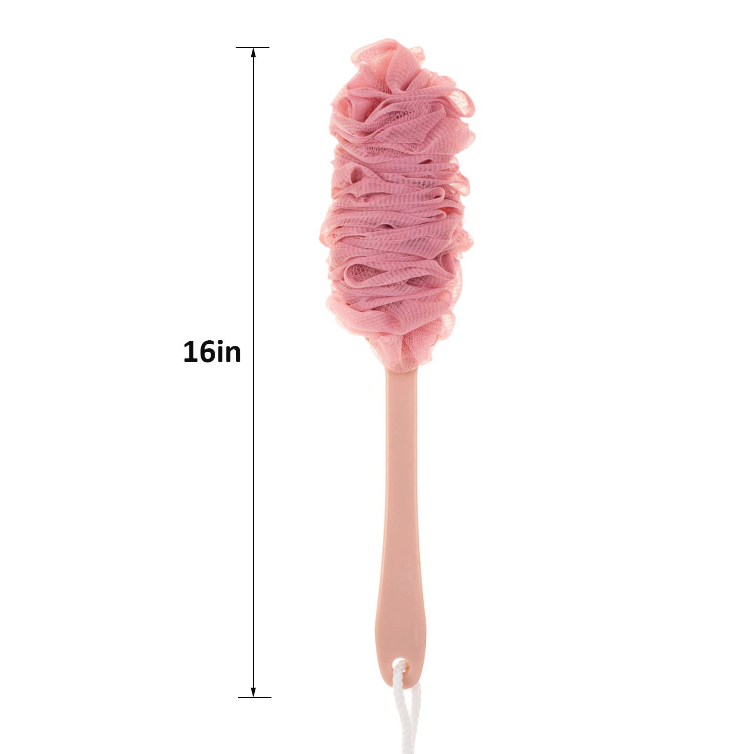 Long Handle Back Scrubber for Shower - Soft Exfoliating Loofah Bath Brush with Nylon Mesh (2-Pack, Pink) - Ideal for Elderly Care & Full Body Cleaning - Perfect Gift for Men & Women