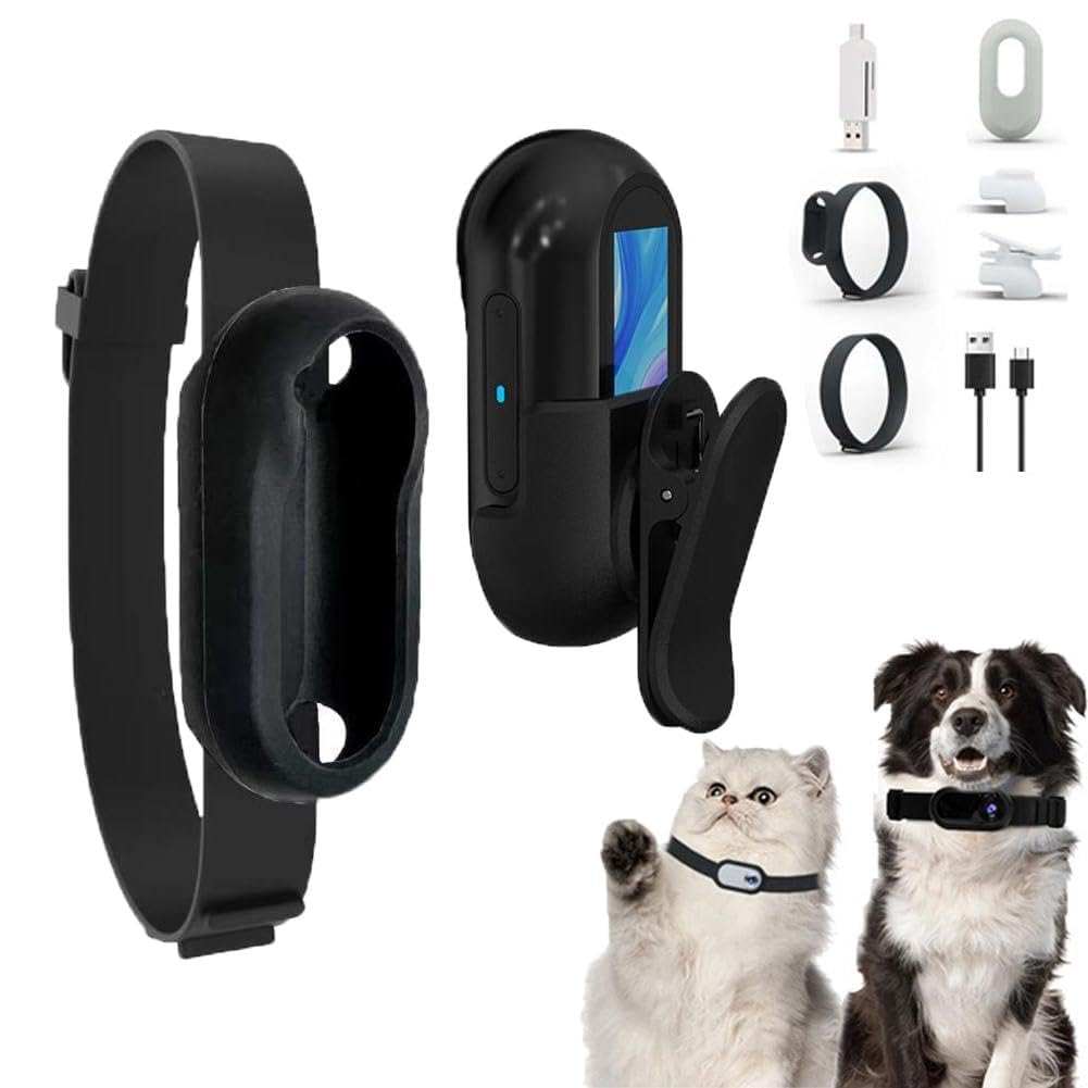 1080P HD Pet Silicone Collar Camera with Color Screen - Waterproof Cycling Action Camera for Outdoor Sports, Hiking & Lost Pet Tracking