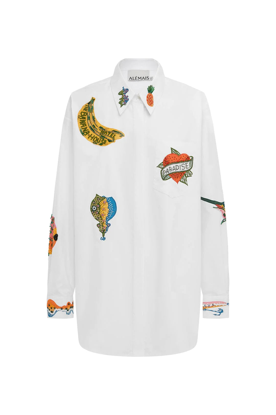 Stylish Clam Embroidered Shirt for Women - Trendy Summer Blouse with Shell Design - Perfect for Beach Vacations, Casual Outings & Boho Fashion
