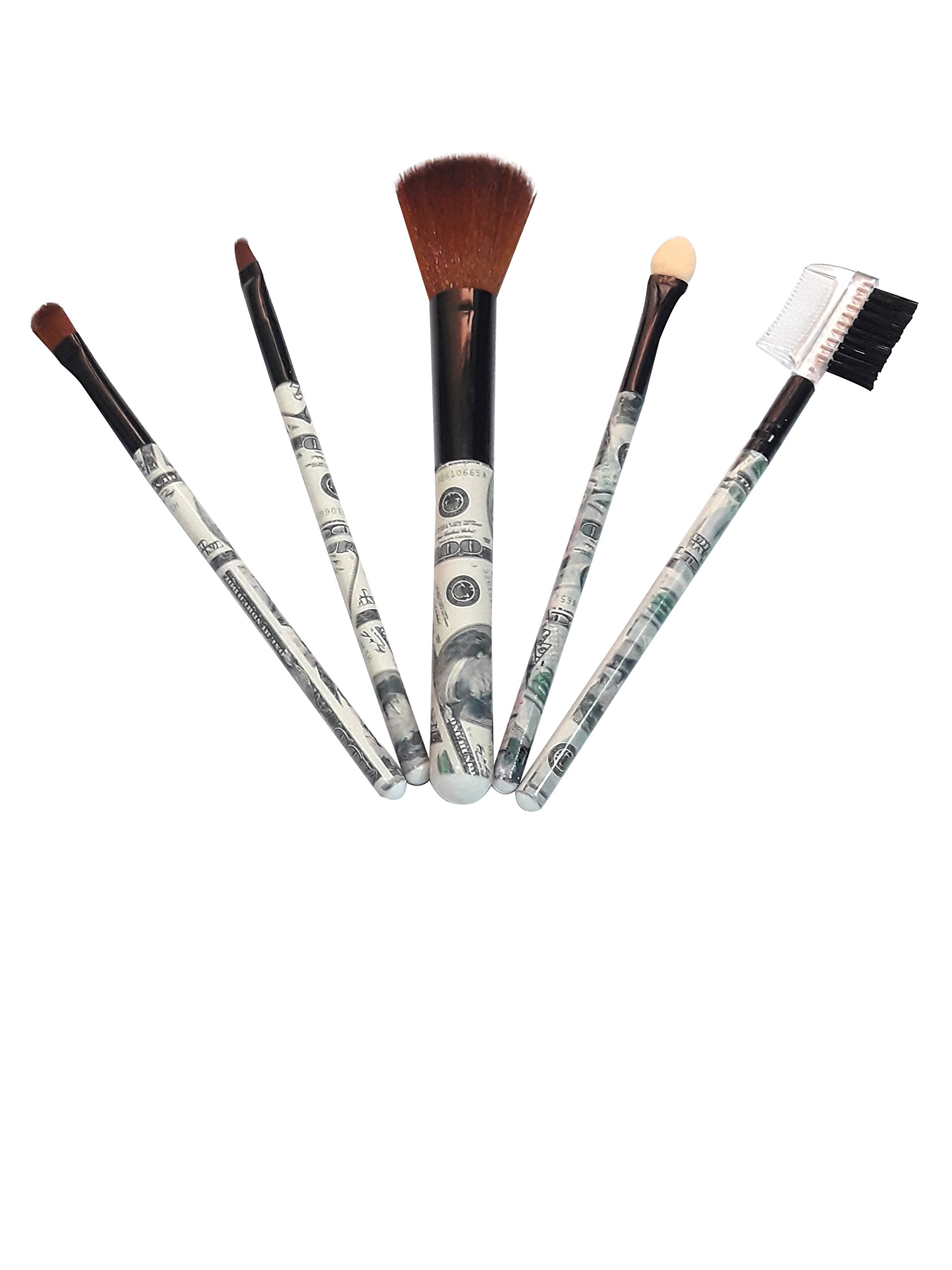 Kaas Professional Make Up Brush Set with Powder Puff Sponge - 5 Piece Premium Cosmetic Brush Kit for Foundation, Blending & Contouring - Perfect for Makeup Artists & Beauty Enthusiasts