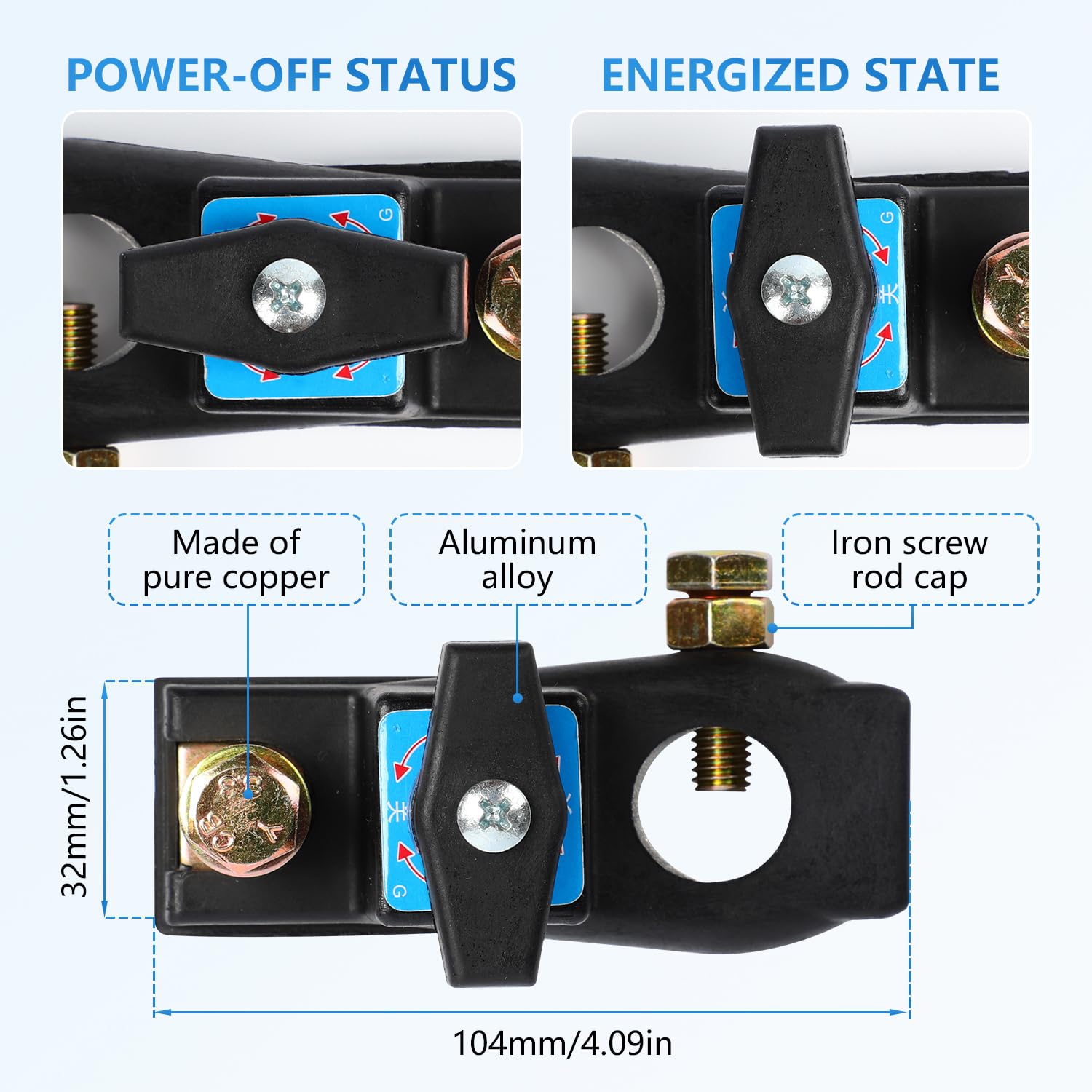 Heavy Duty Battery Disconnect Switch - High Current Master Power Cut Isolator Kill Switch for Car, RV, Boat & Marine - Quick Release Battery Shutoff Switch for Emergency Power Cutoff & Vehicle Storage