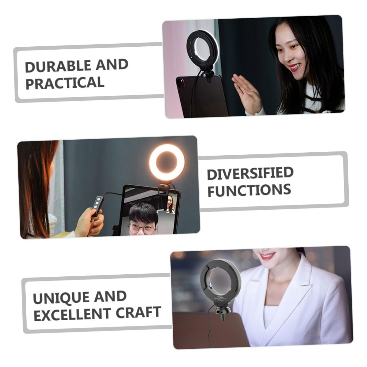TINEASUR 3-in-1 LED Selfie Ring Light with Clip - Dimmable Webcam Light for Streaming, Video Calls & Makeup | Perfect for YouTube, TikTok & Zoom Meetings