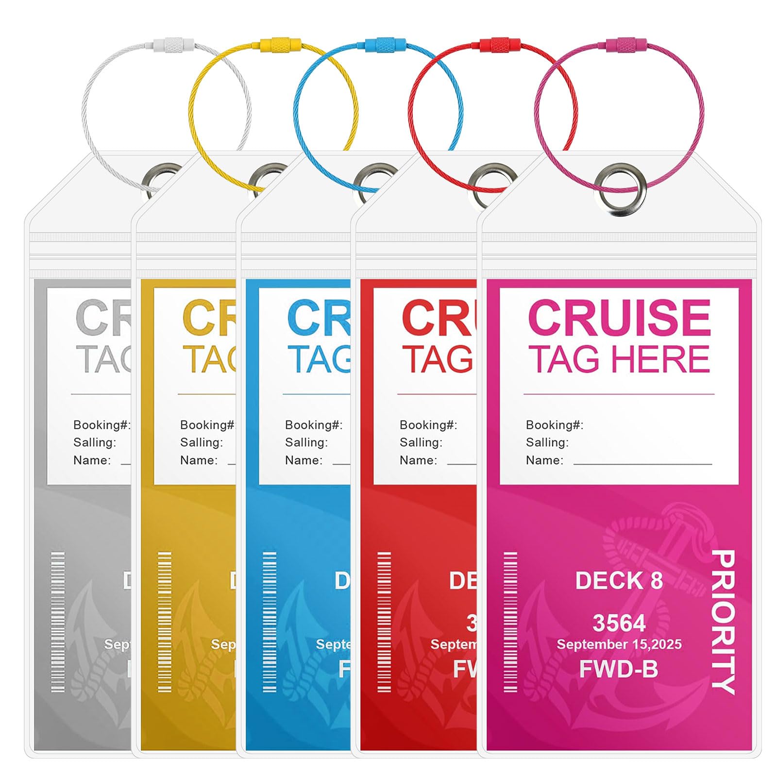 5-Pack Clear Cruise Luggage Tag Holders - Waterproof ID Tags for NCL, Princess, Carnival & MSC Cruise Ships | Durable Travel Essentials for Cruise Vacations & Ocean Adventures