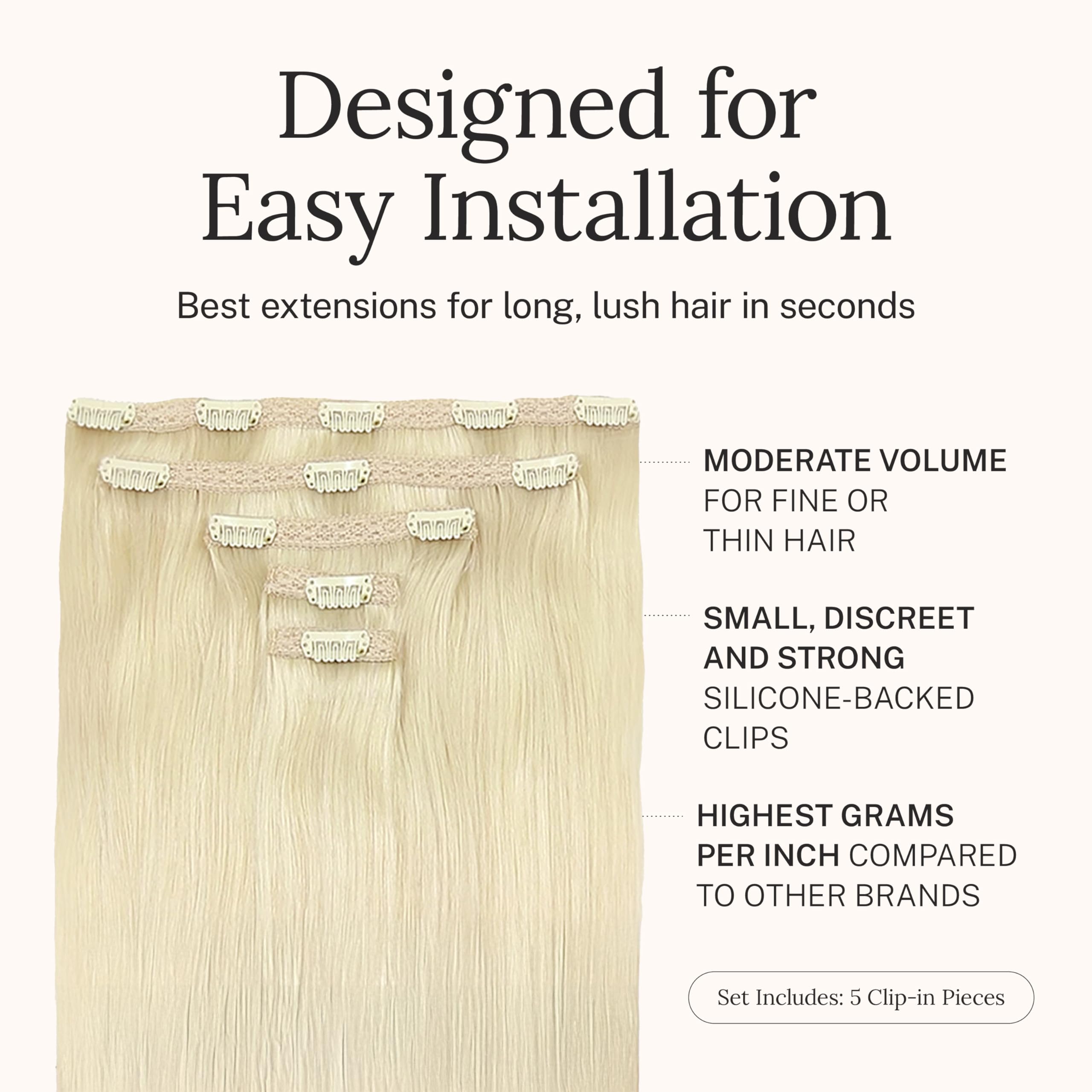 Zala Clip In Hair Extensions - 100% Remy Human Hair - Natural, Silky & Straight Discreet Clip in Extensions - Blend Easy into Natural Hair - 5 Piece Set, Beachy Blonde (125g / 26 inch) - Perfect for Parties, Weddings & Everyday Styling