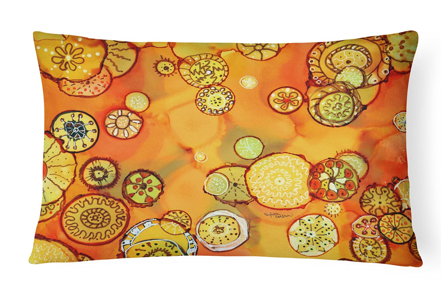 Abstract Floral Throw Pillow in Orange & Yellow - 100% Machine Washable Decorative Cushion for Sofa, Bed, Patio - Indoor/Outdoor Home Decor | Perfect for Living Room, Bedroom & Outdoor Furniture Accents