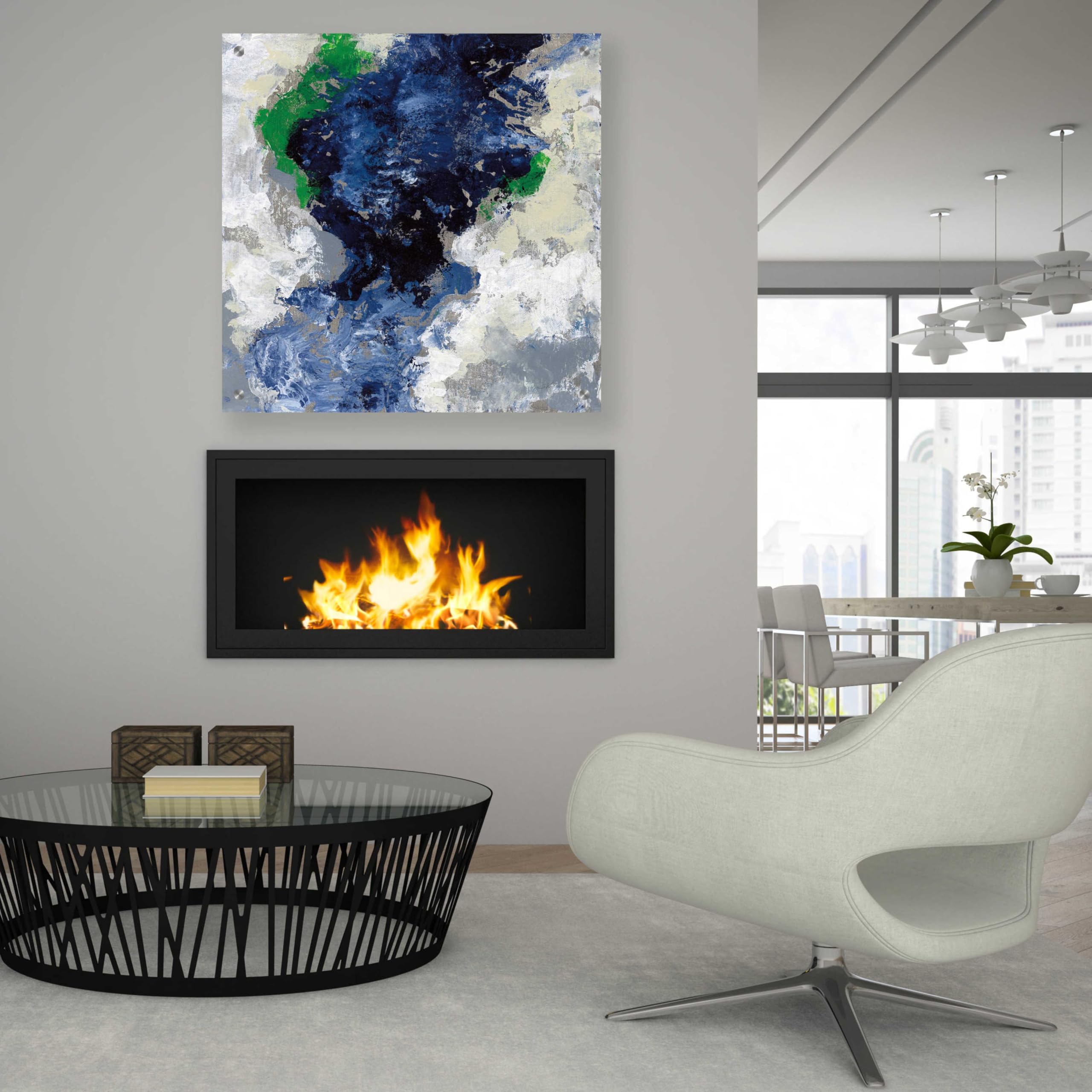 Silvia Vassileva 'Northern Coast IV' Acrylic Glass Wall Art - 36x36 Inch Modern Abstract Painting for Living Room, Bedroom & Office Decor