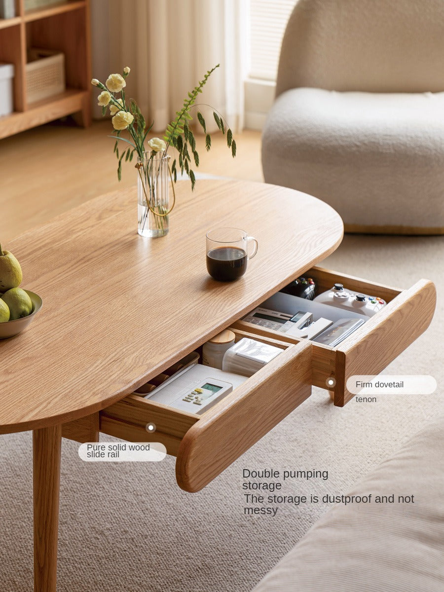 Premium Oak Solid Wood Luxury Coffee Table - Modern & Durable Living Room Centerpiece for Home Decor & Entertainment