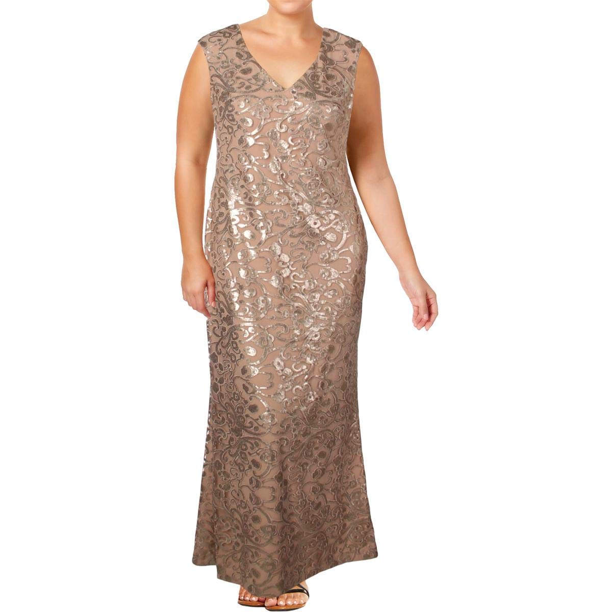 Ralph Lauren Women's Embroidered Gown Dress - Elegant Beige Formal Evening Gown Size 6 | Perfect for Weddings, Galas & Special Occasions