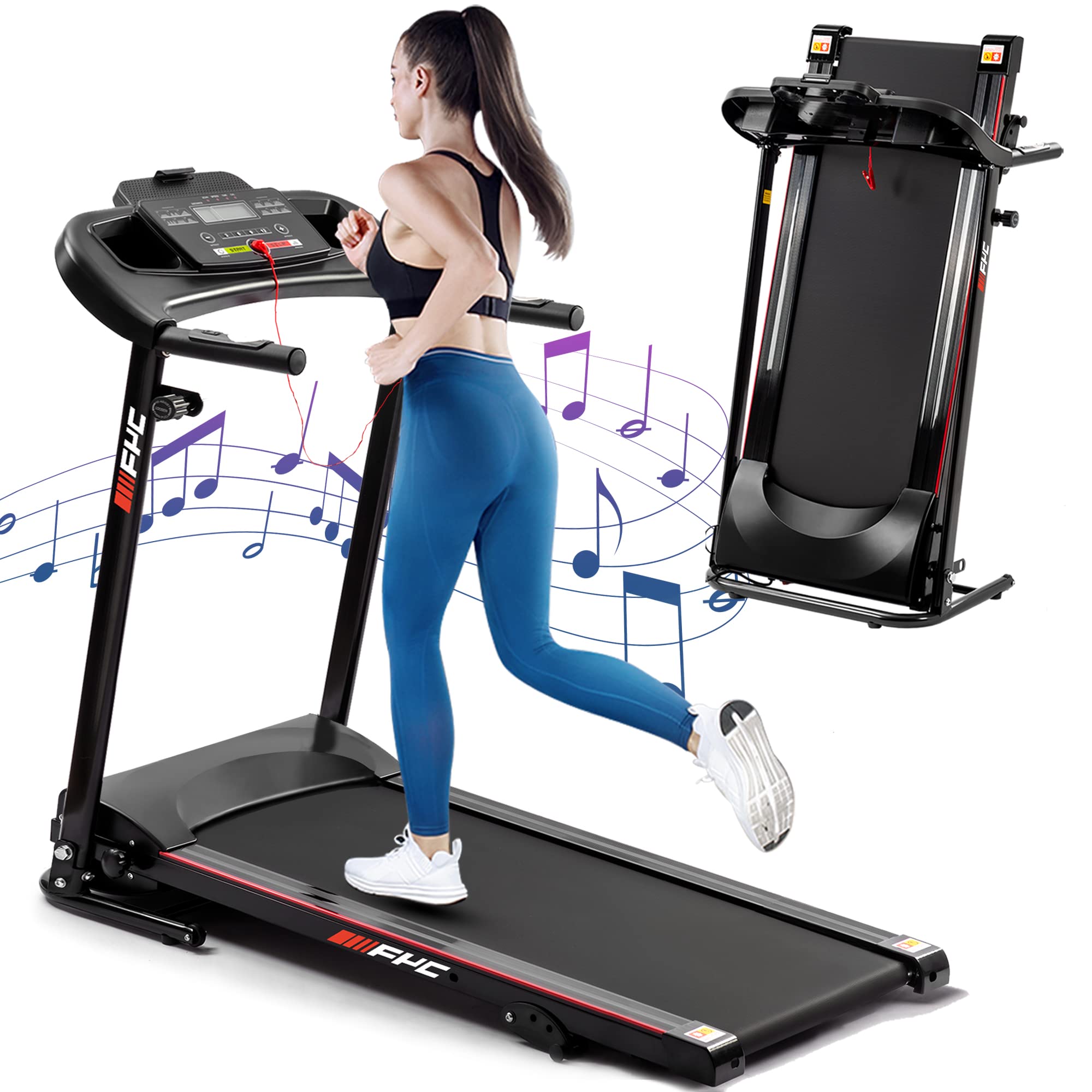 FYC 2.5HP Folding Treadmill with Bluetooth & Incline - Portable Electric Running Machine for Home Gym, Compact Foldable Design for Walking, Jogging & Cardio Workouts - Perfect for Small Spaces & Apartment Fitness