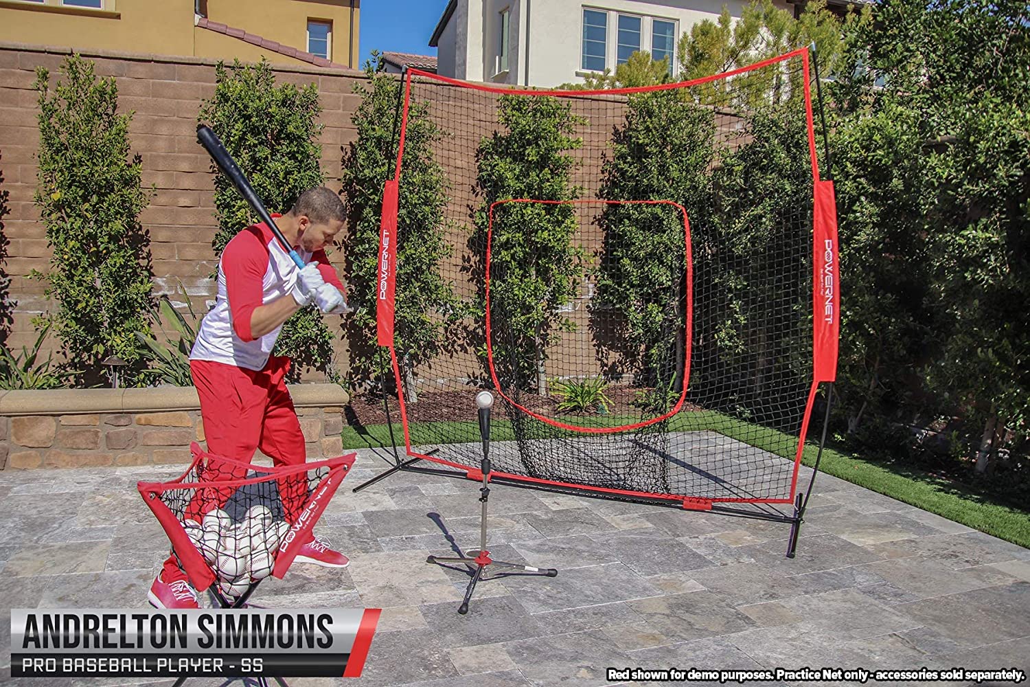 PowerNet 8x8 Baseball Softball Practice Net with Round Tube Frame - Perfect for Backyard Training & Batting Cage Drills