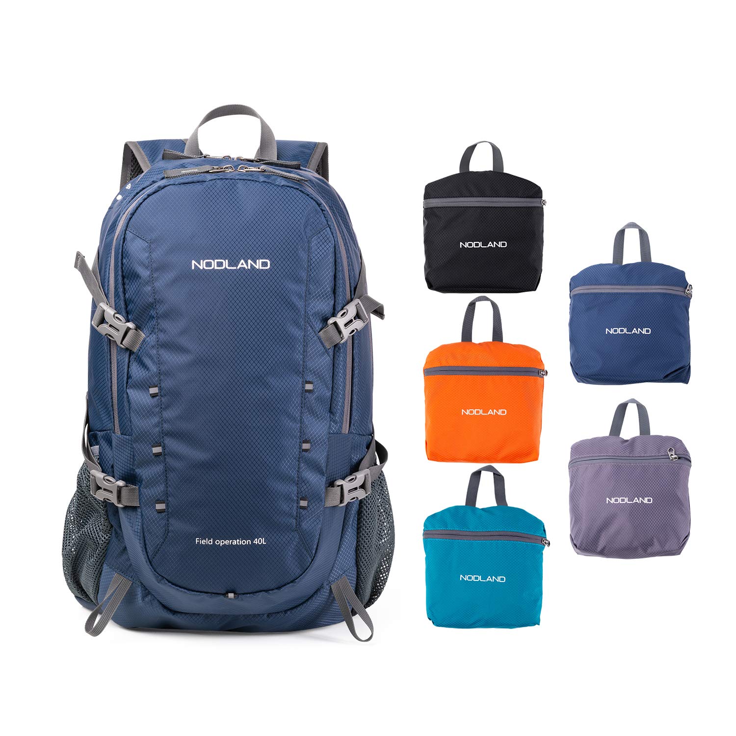NODLAND 40L Lightweight Water-Resistant Foldable Backpack - Travel, Hiking, Camping, Outdoor Daypack for Men & Women - Perfect for Commuting, Weekend Trips & Adventure Travel