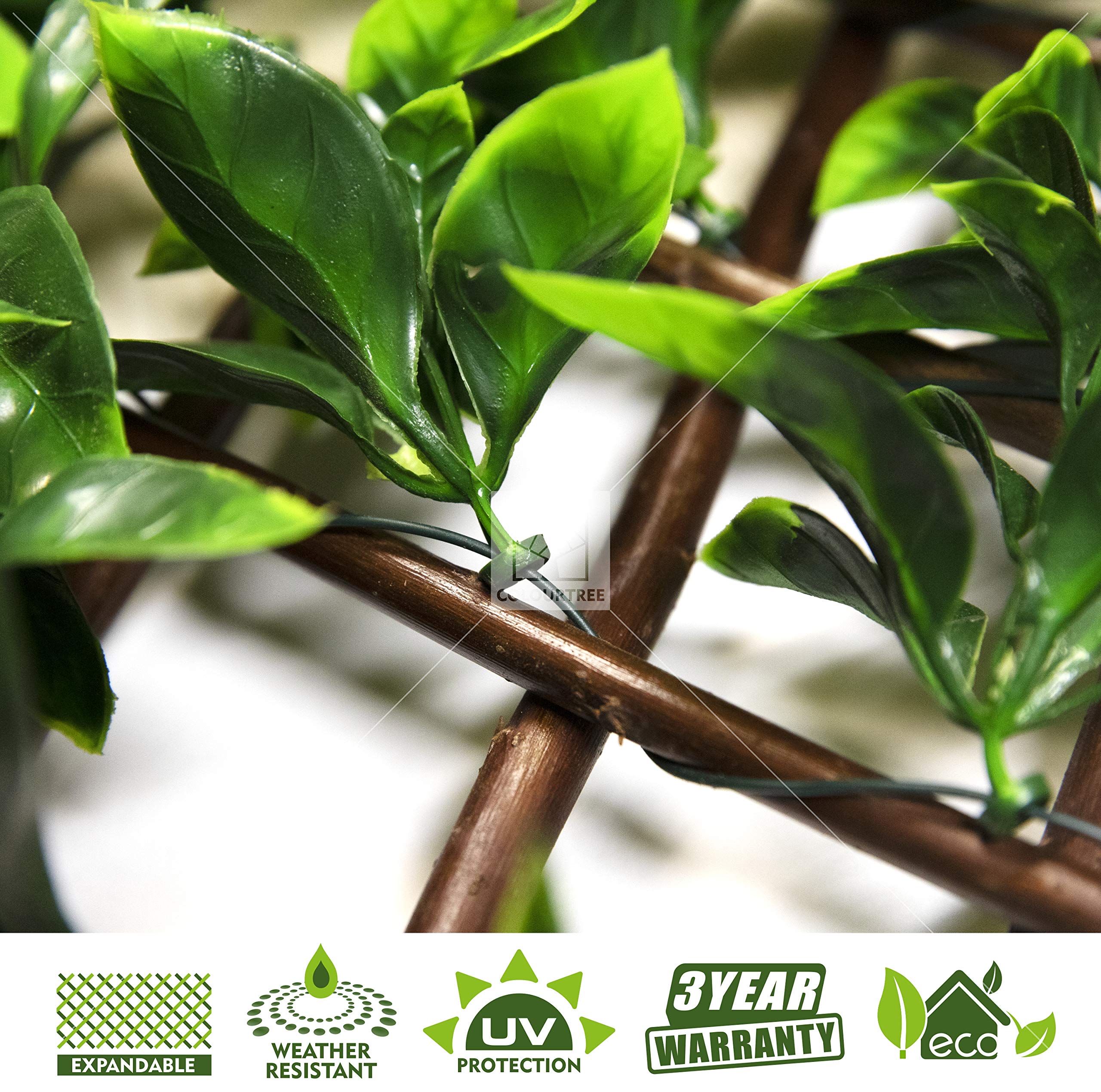 ColourTree Artificial Gardenia Expandable Fence Privacy Screen - Retractable Hedge Faux Trellis for Balcony, Patio & Outdoor Decor - UV Resistant Home Garden Privacy Solution (1 Pack, 3 Year Warranty) - Perfect for Creating Private Outdoor Spaces, Enhancing Yard Aesthetics & Decorating Patios