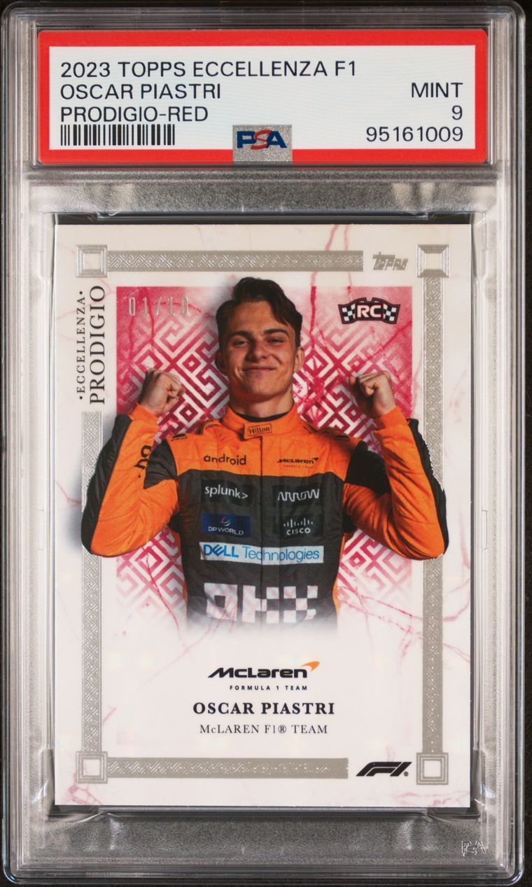 PSA 9 Oscar Piastri Rookie Card /10 Prodigio Red - 2023 Topps Eccellenza F1 Racing Collectible - Perfect for Sports Memorabilia Collections & F1 Fan Gifts
