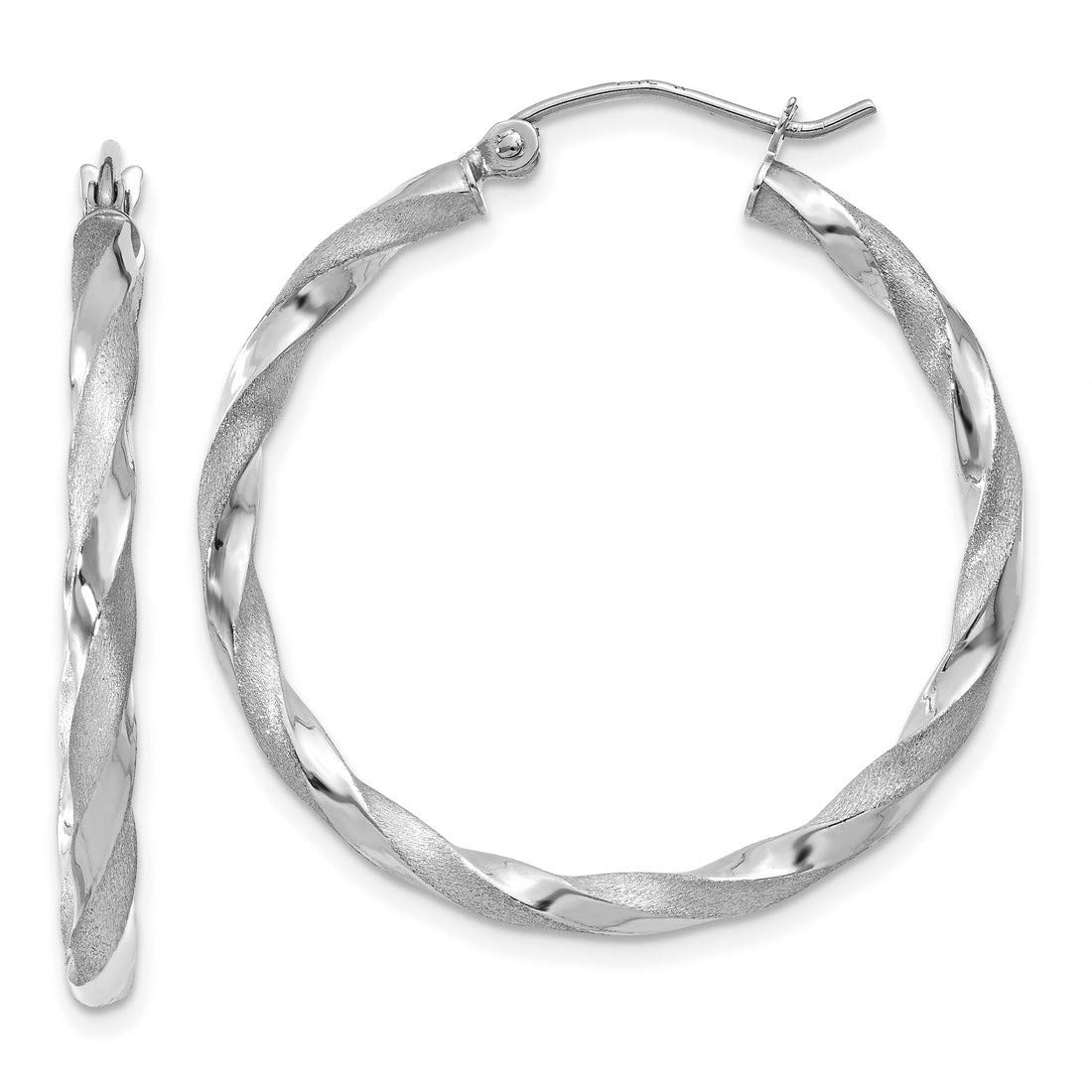 2.5mm Polished and Satin Twisted Hoop Earrings in Real 14k Gold - Elegant Everyday Jewelry for Women, Perfect for Work, Date Night & Special Occasions