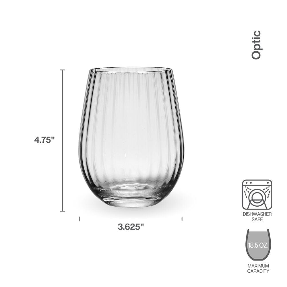 Premium Set of 4 Crystal Clear Stemless Wine Glasses - Shatterproof & Dishwasher Safe - Perfect for Red Wine, Cocktails, and Everyday Use at Home, Parties, or Outdoor Gatherings