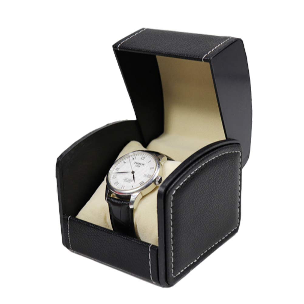 Premium PU Leather Watch Box - Single Display Storage Case for Wristwatches & Smartwatches with Pillow | Jewelry Organizer & Gift Box for Women, Men | Perfect for Mother's Day, Birthday, Valentine's Day Gifts | Classic Black Watch Case for Dresser, Travel & Watch Collection Display