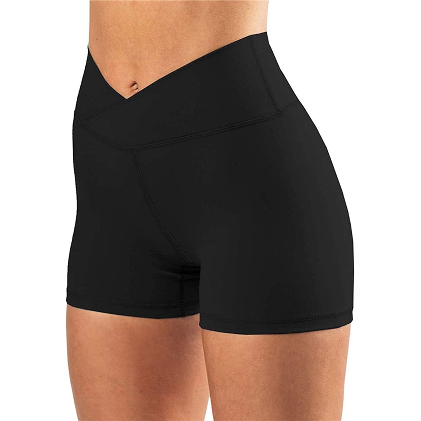 High Waist Biker Shorts for Women - Cross Waist Yoga Pants, Quick Dry & Breathable Workout Shorts for Gym, Running, Cycling & Lounge Wear